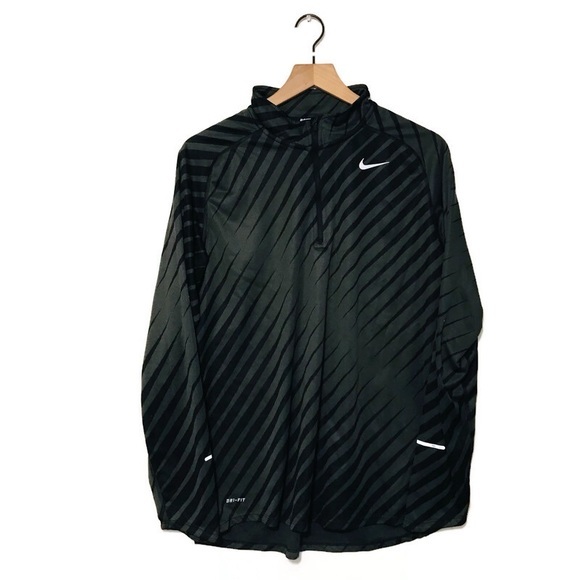 Nike Running Element Dri-Fit Black Gray Long Sleeve Half Zip Shirt Men’s Large - Picture 1 of 7